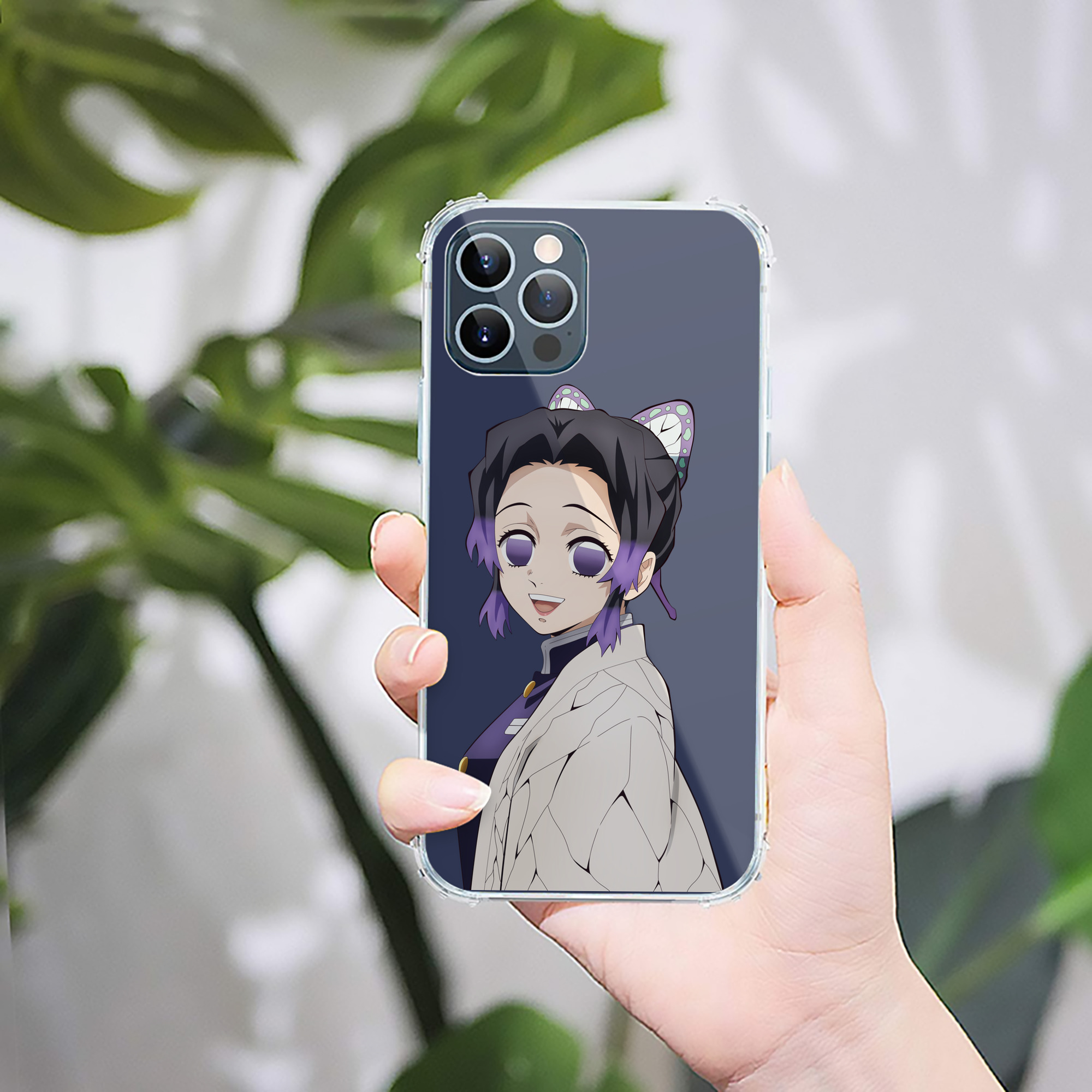 （画像用） 鬼滅の刃（きめつのやいば）蟲柱-胡蝶 しのぶ／こちょう しのぶ Kochou Shinobu 【iPhone 12シリーズ対応】透明スマホケース（クリアソフトケース）